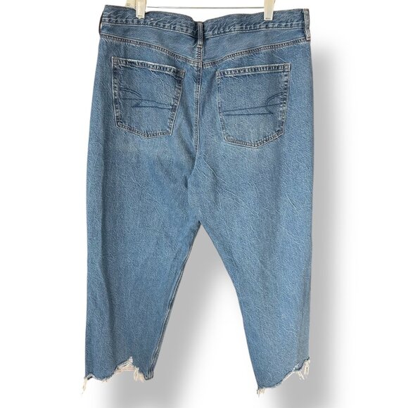 American Eagle 90s Straight Distressed Jeans Medium Wash Ripped Organic Cotton - Picture 3 of 8